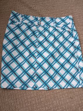 Jofit Blue & White Geometric Print Women's Skort